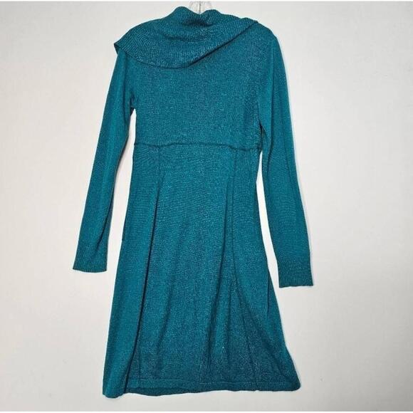 Athleta Teal Shawl Collar Sweater Dress Long Sleeve Zipper Size Small - Picture 5 of 9